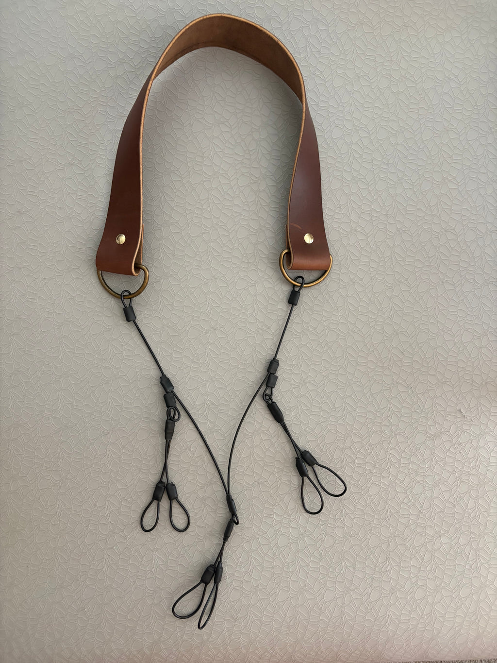 Leather+cable call lanyard