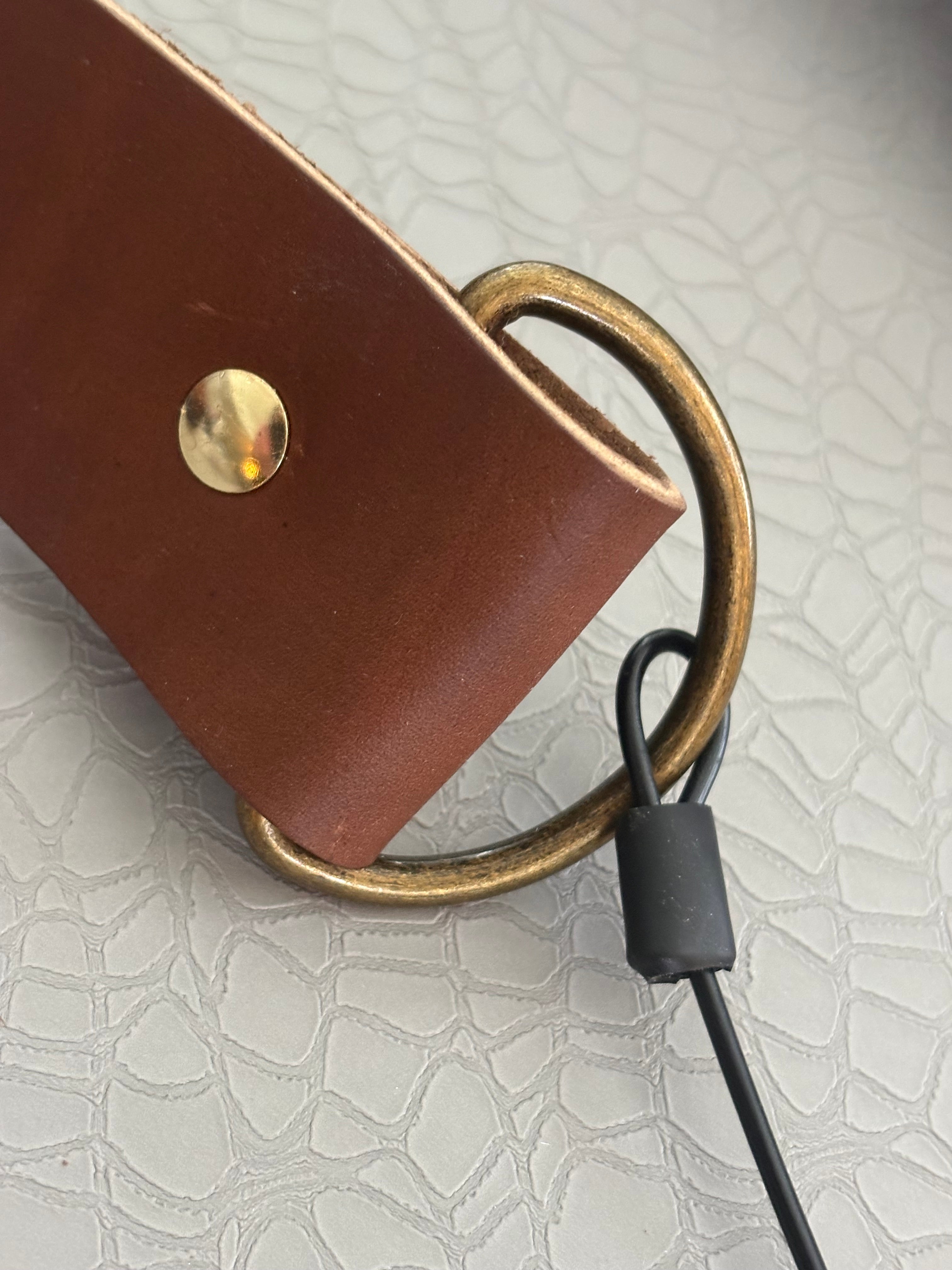 Leather+cable call lanyard